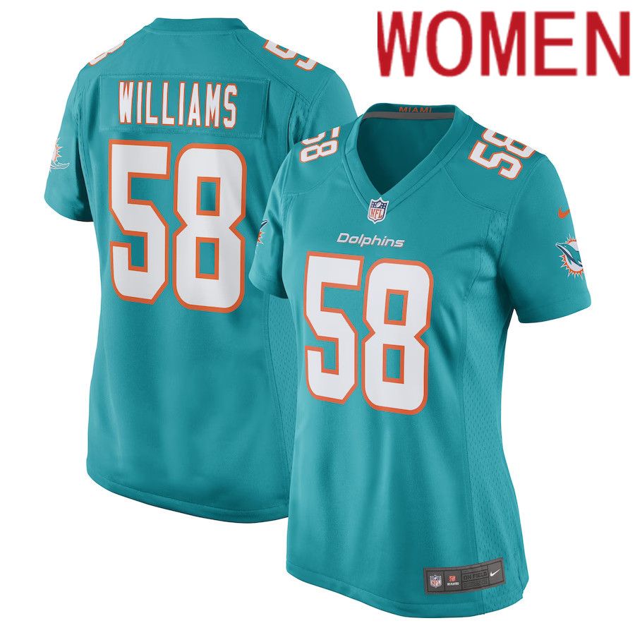 Women Miami Dolphins #58 Connor Williams Nike Aqua Game Player NFL Jersey->women nfl jersey->Women Jersey